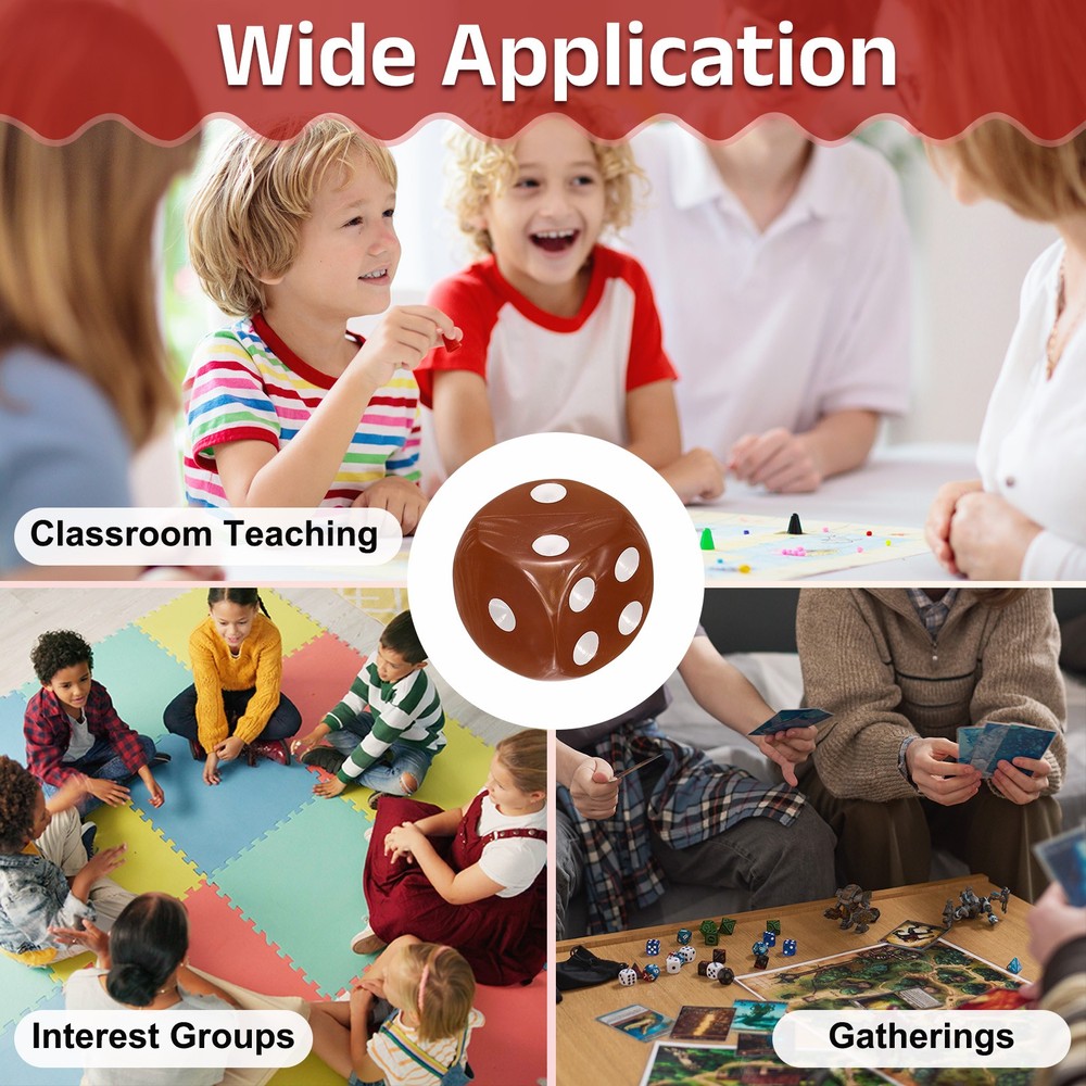 Polyhedral Dice Set 12mm Pearl Pattern Square Dice with Box, Brown