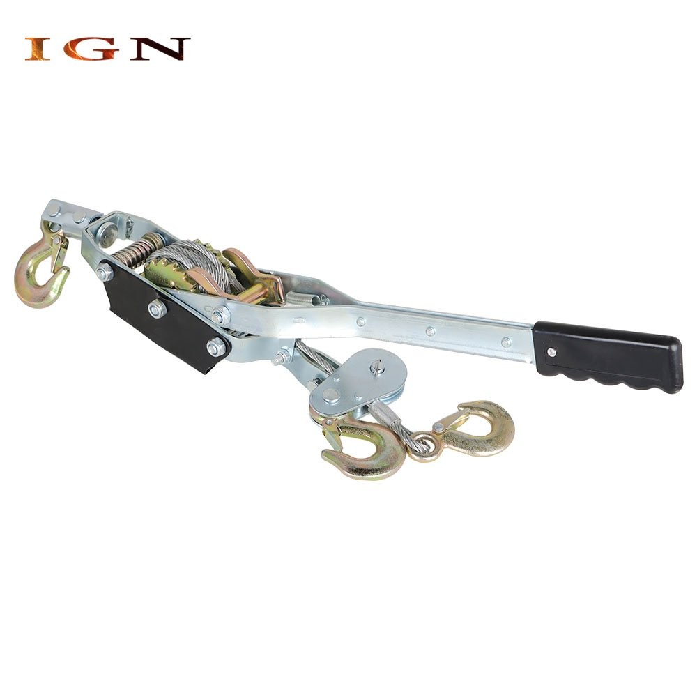 New Dual Gear Power Puller Steel Cable Handle 4 Ton Power Puller With 3 Hooks