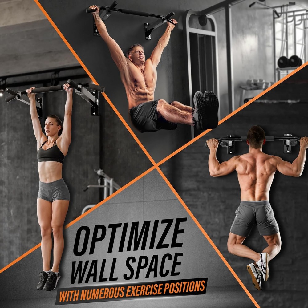 Yes4All Pull Up Bar Wall Mounted - Multifunctional Large, A. Standard - Black
