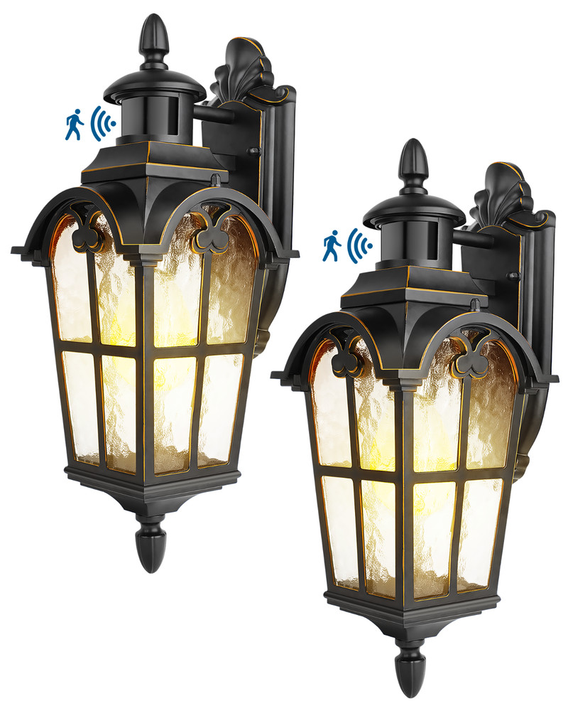 DEWENWILS 2-Pack Motion Sensor Outdoor Wall Lights Dusk to Dawn Exterior Lantern