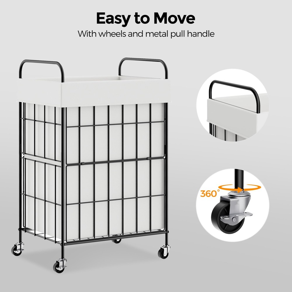 Laundry Hamper with Wheels, 90L Laundry Basket with Handle, Laundry Sorter wi...