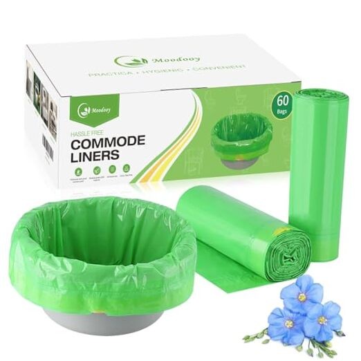 Commode Liners, Bedside Toilet Plastic Liners, Portable 60 Count (Pack of 1)