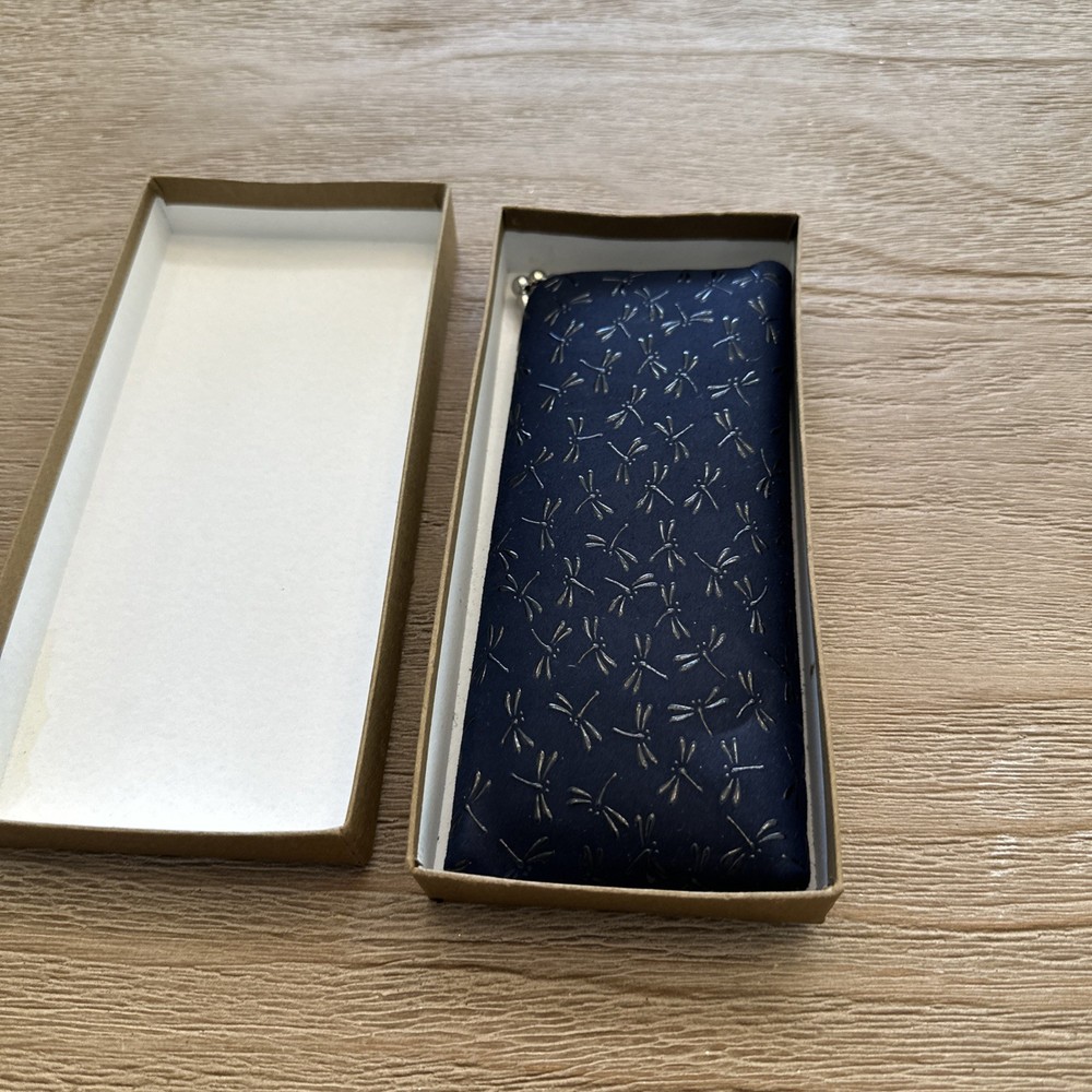 Black Dragonfly Deerskin Glasses Case