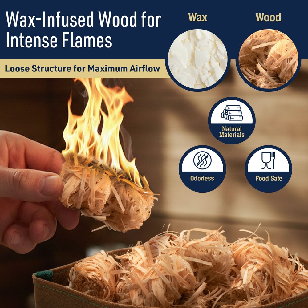Fire Starter 50-Pack Natural Fire Starters Wood Firestarter Camping Essentials