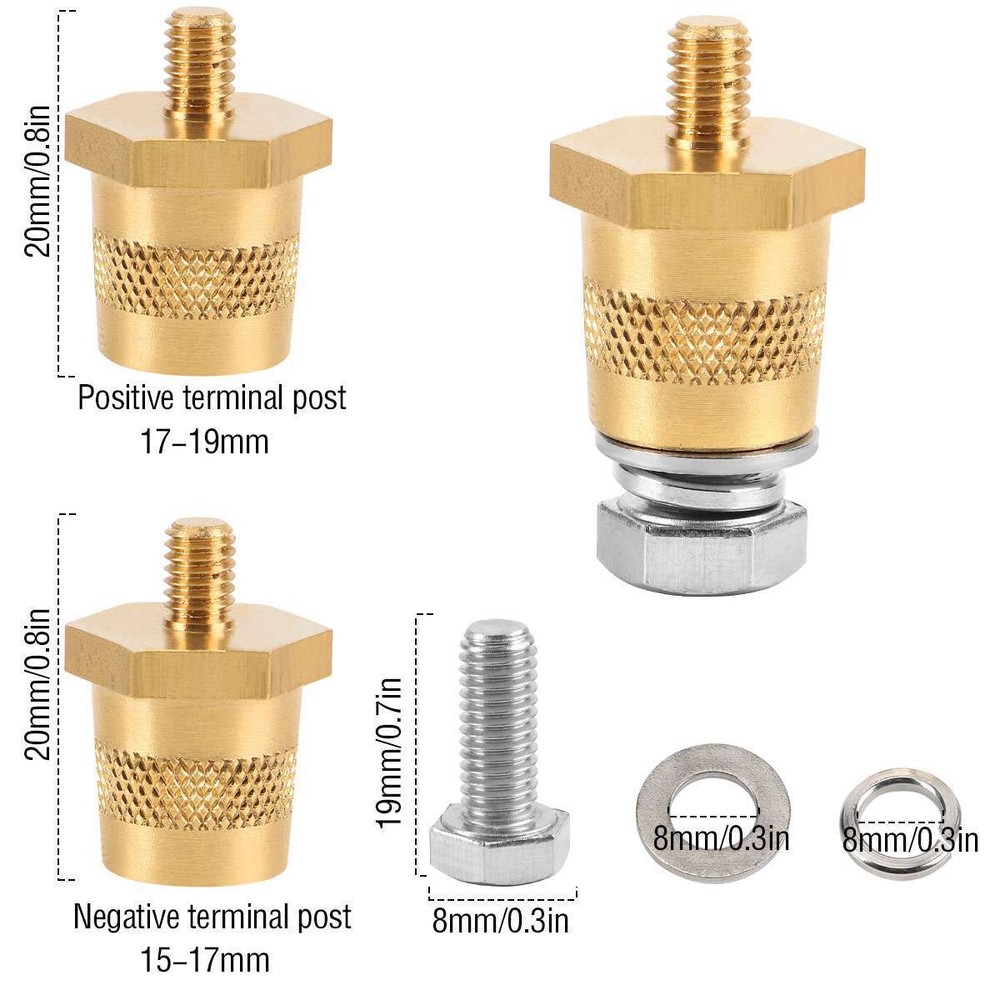 2x Battery Pole Adapter Terminal Connector Fittings M6 M8 Thread Post Adapter