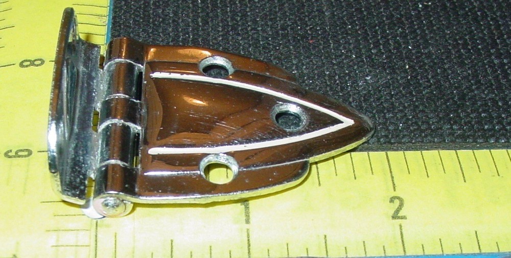 Vintage Chrome Art Deco cabinet hinge Offset Raised Mint Green Lined Cupboard
