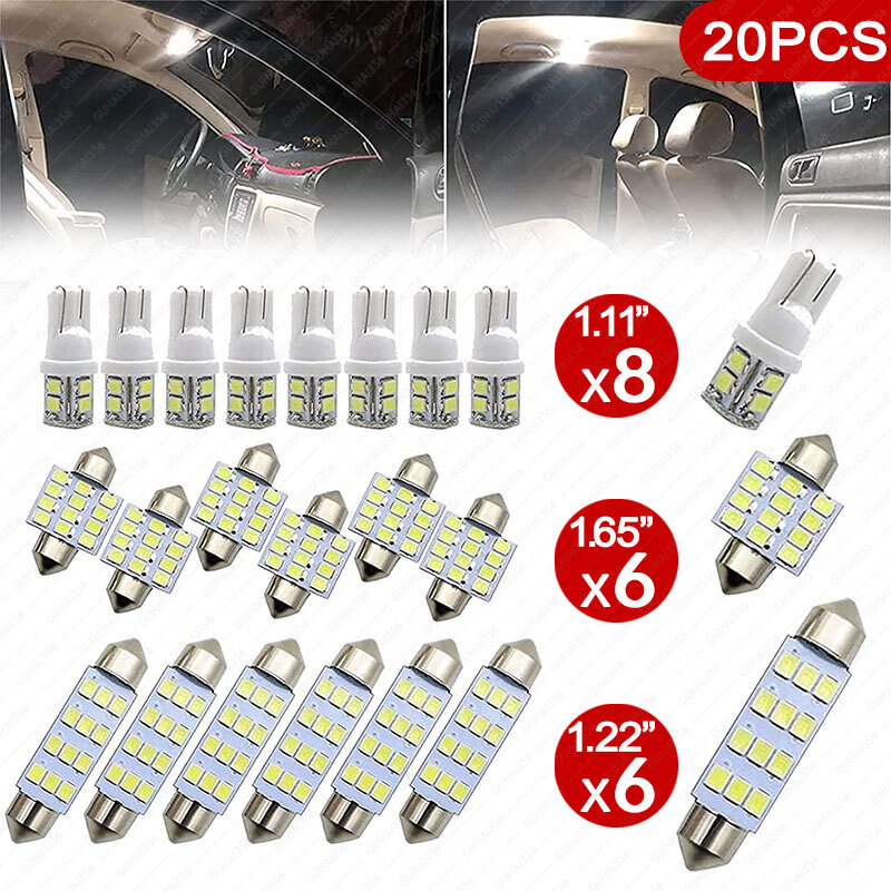 28pcs LED Interior Lights Bulbs Kit Car Trunk Dome License Plate Lamps 6000K Set