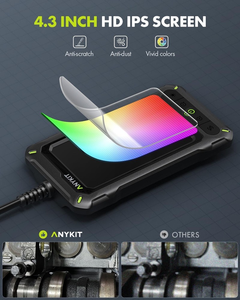 Endoscope Camera Borescope Inspection Camera 4.3" HD Screen for Pipe Inside Wall