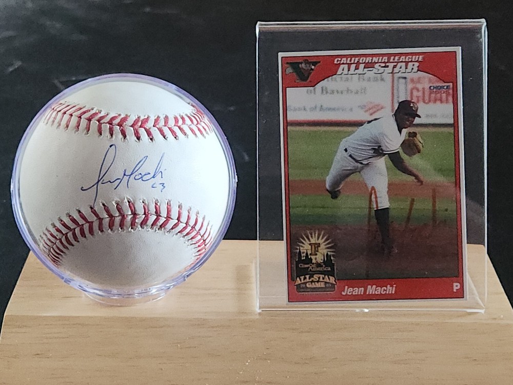 JEAN MACHI SIGNED MLB Baseball & Card With Display- MCM