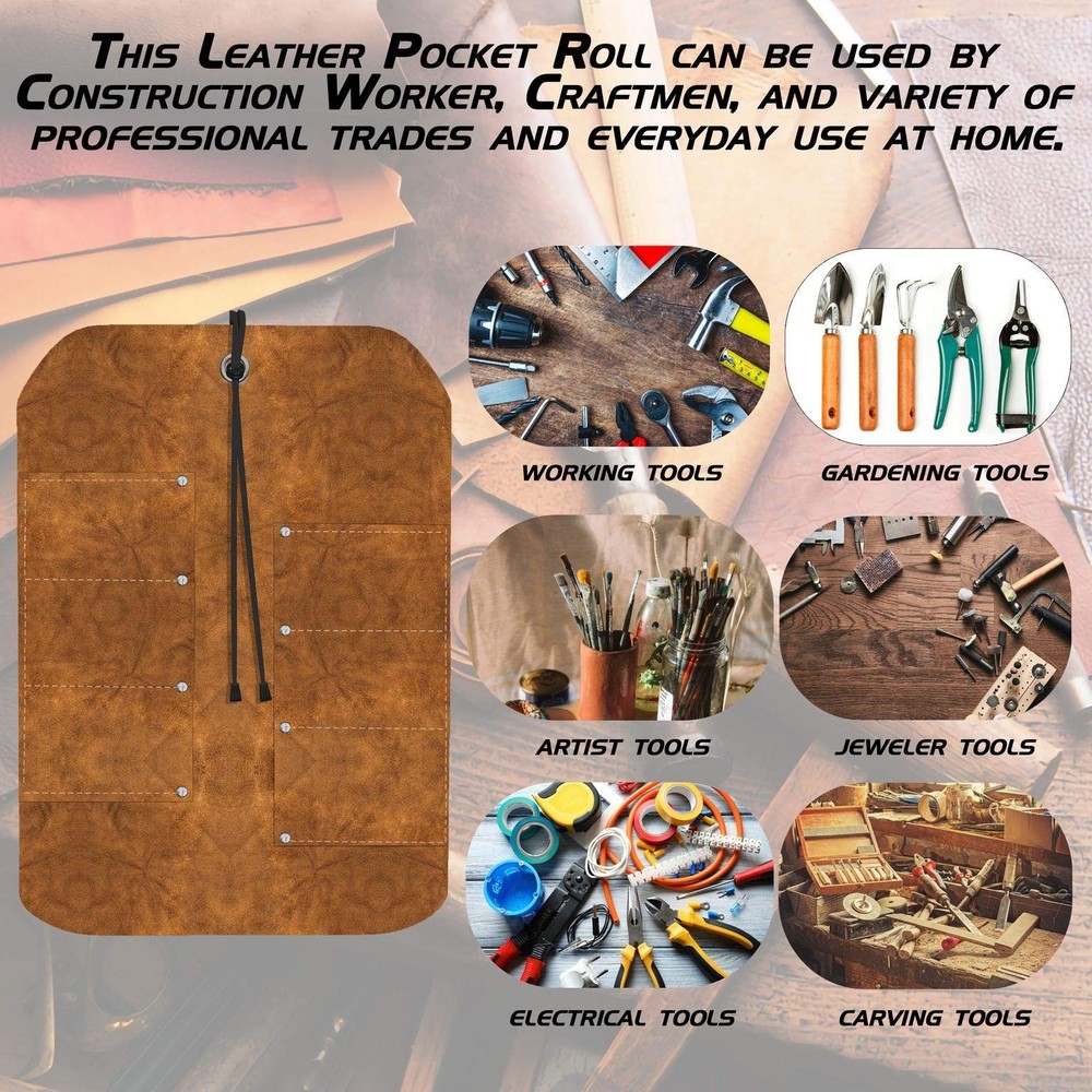 UJ Ramelson Tool Roll Holder Durable Rollable Roll-up Hanging Pocket Pouch fo