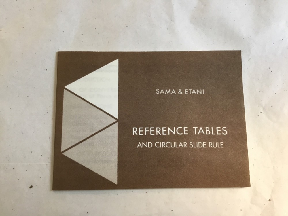 Sama & Etani Reference Tables and Circular Slide Rule Model 600