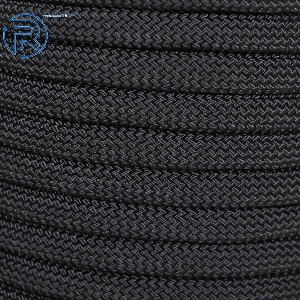 3/8" × 100' Black 3520Lbs Polyest Rope Climbing High Strong Pulling Braided Rope