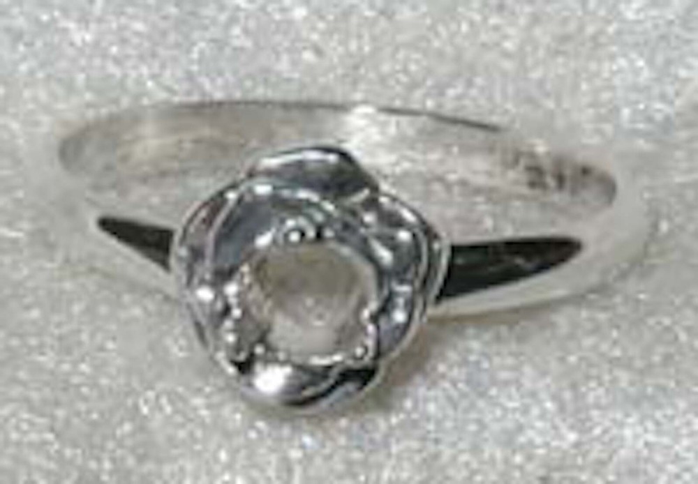 4mm Round Rose ring setting SIZE 7 Sterling Silver ring casting