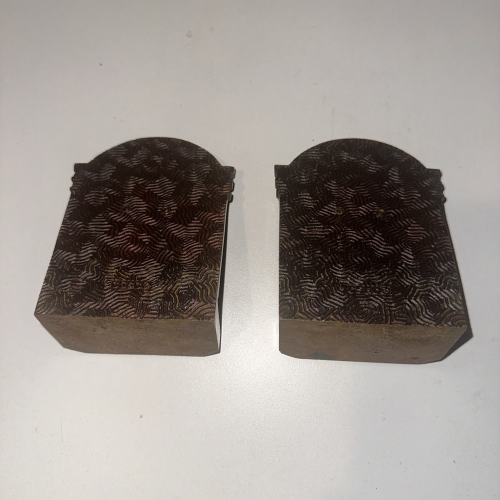 Vintage CS&CO State Forest School MCMIII Bookends Solid Bronze Medallion