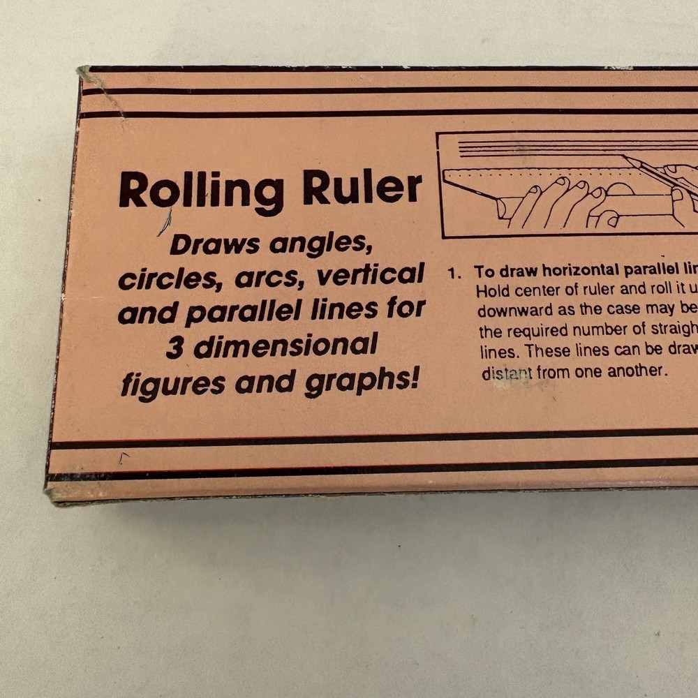 Vtg 1990’s Rolling Ruler Design Drawing Measuring Multi Tool Engineering Art