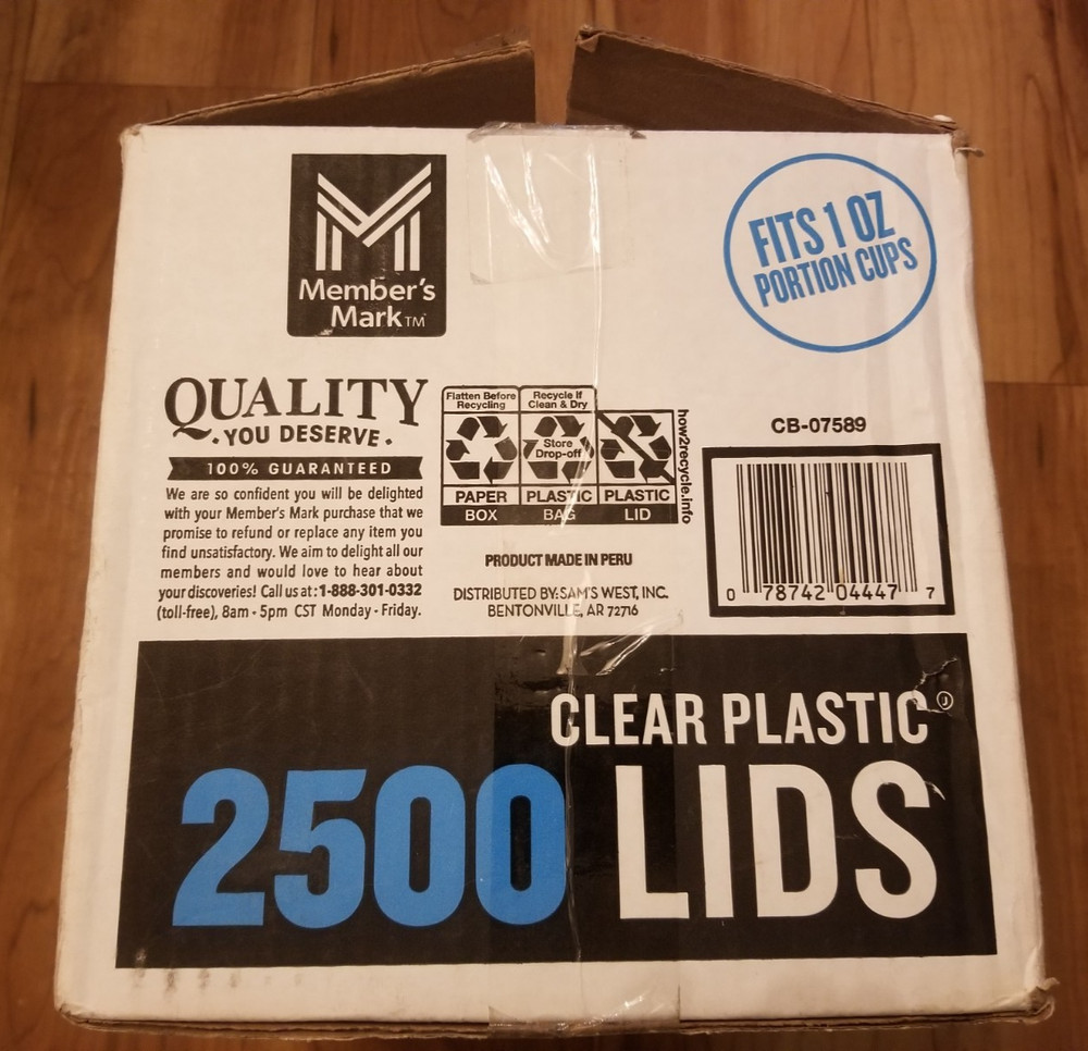 Member's Mark Clear Portion Translucent Container Lids 1 oz., 2,500 Ct.