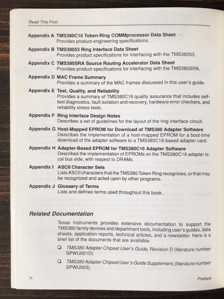 Texas Instruments TMS380 Second Generation Token Ring User's Guide (1990)