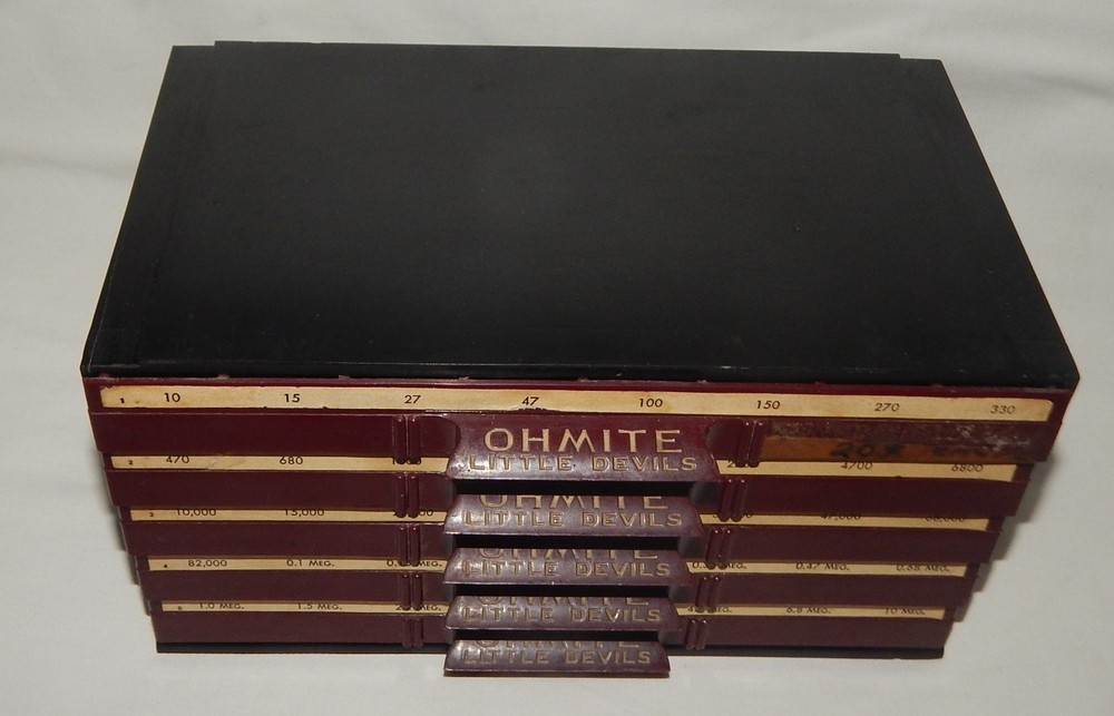 Vintage Ohmite Little Devils Art Deco Bakelite Storage Cabinets