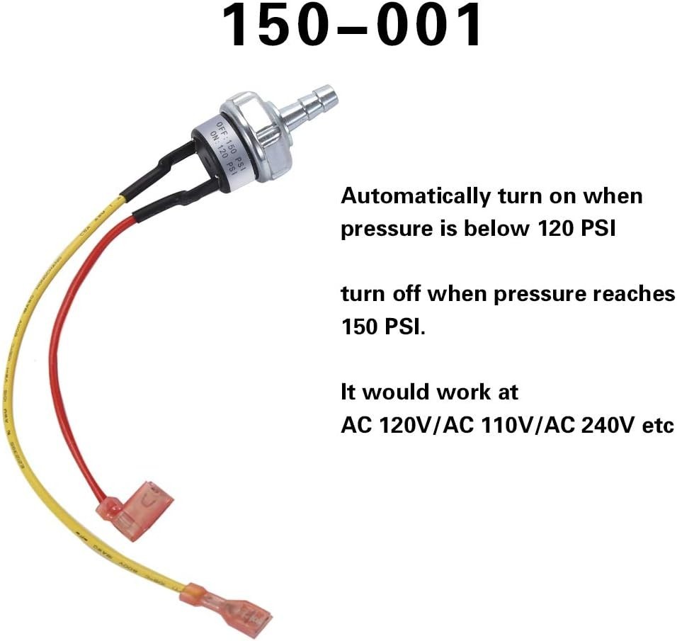 Certified Air Pressure Switch, 120V, 150 PSI Automatic Control System