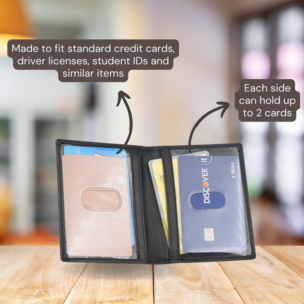 2 ID Leather Bifold License Holder (Black)