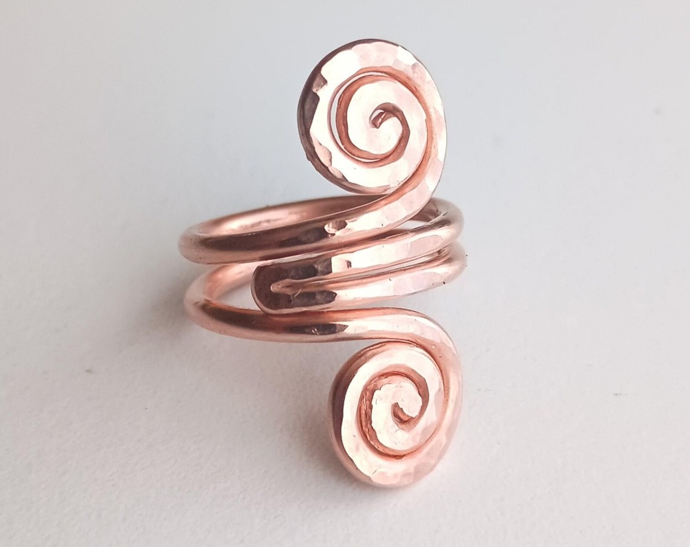 Solid Copper Minimalist Healing Handmade Unisex Ring, Spiral