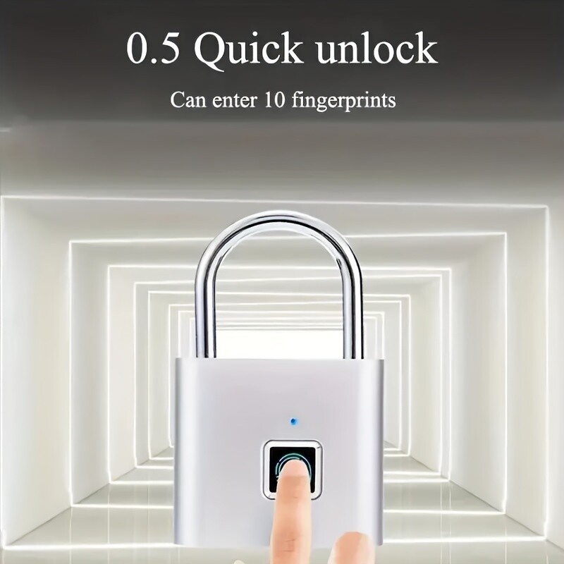 1pc Alloy Mini Smart Fingerprint Padlock-USB Rechargeable No Assembly Required