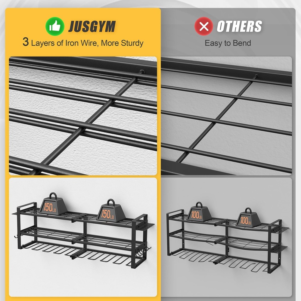 Power Tool Organizer Wall Mount, 3-Tier Tool Storage Rack with 8 Drill Holder...