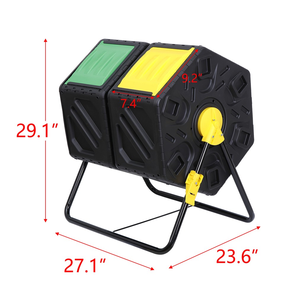 Practical Dual Compost Bin 360 Degrees Rotation Tumbling Fast Operation Compost