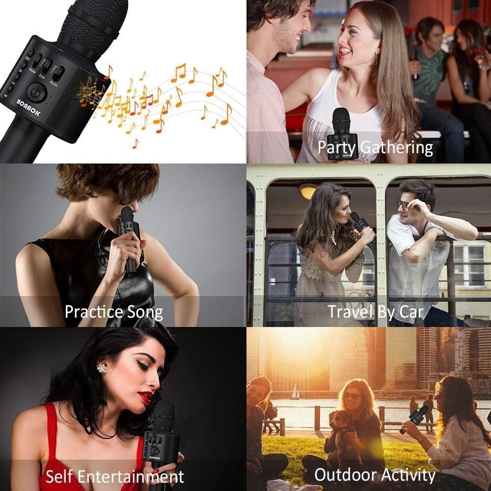 Compact Wireless Karaoke Microphone with Bluetooth & USB - Perfect for All Ages