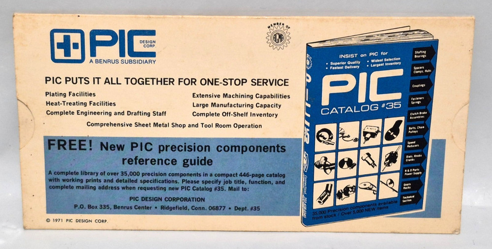 Vintage 1971 PIC Design / Benrus Corp. Gear Computer Reference slide guide