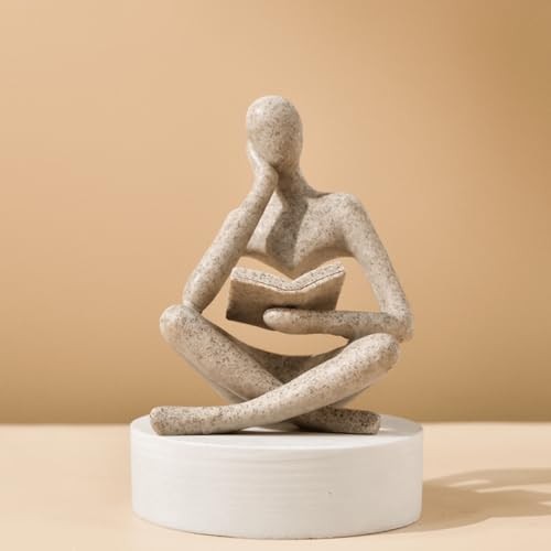 Style-A Beige, Creative Abstract Thinker Bookend for Home Reader-beige-a