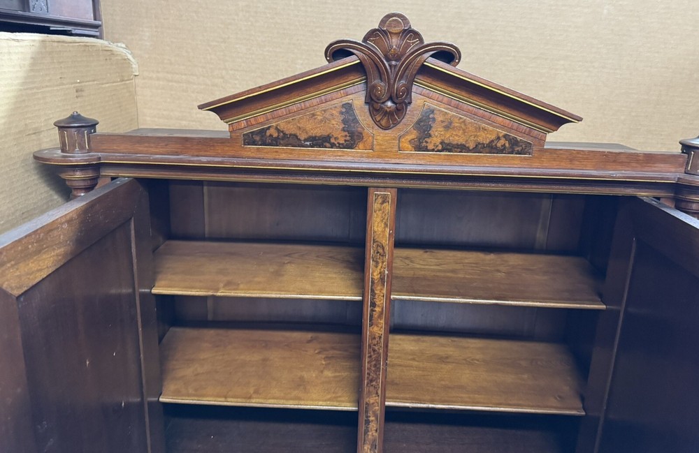 RENAISSANCE WALNUT AND BURLED DROP-FRONT DESK WITH PLAQUES
