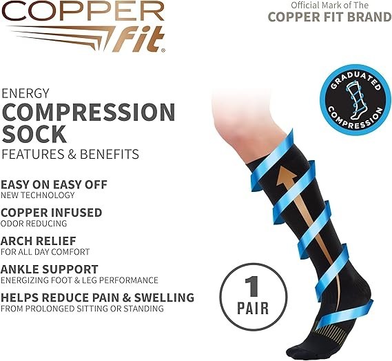 Copper Fit Elite Compression Socks - 2 pairs S/M (OPEN BOX)