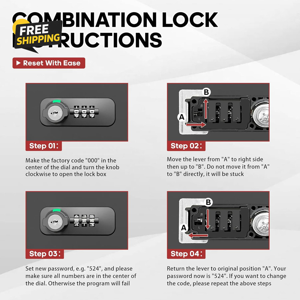 Fireproof Lock Box with Key and Combination Lock, Fire Safe Document Box