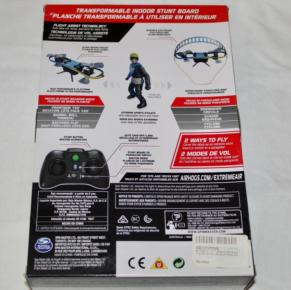 AIRHOGS Extreme Air Transformable Stunt Board 8+ Spin Master Drone ParaGlider T2