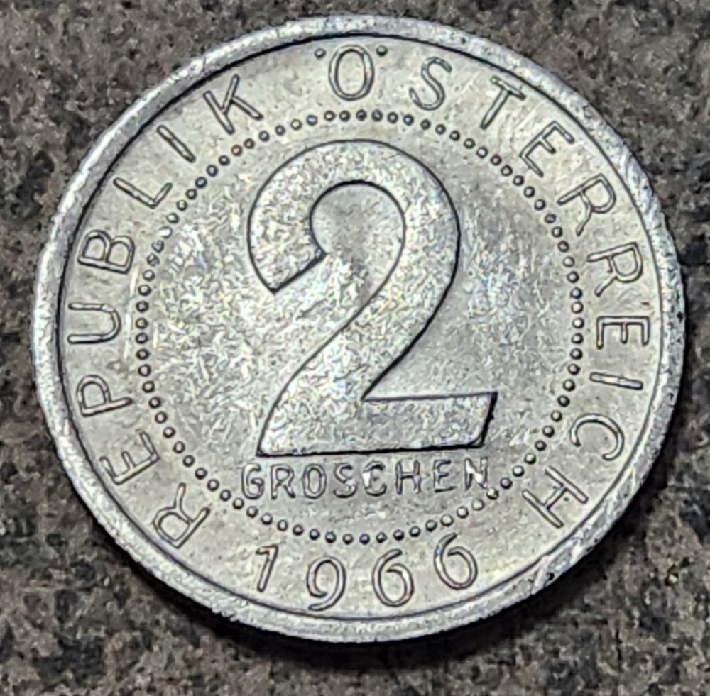 AUSTRIA 🇦🇹 TWO (2) GROSCHEN COIN 1966