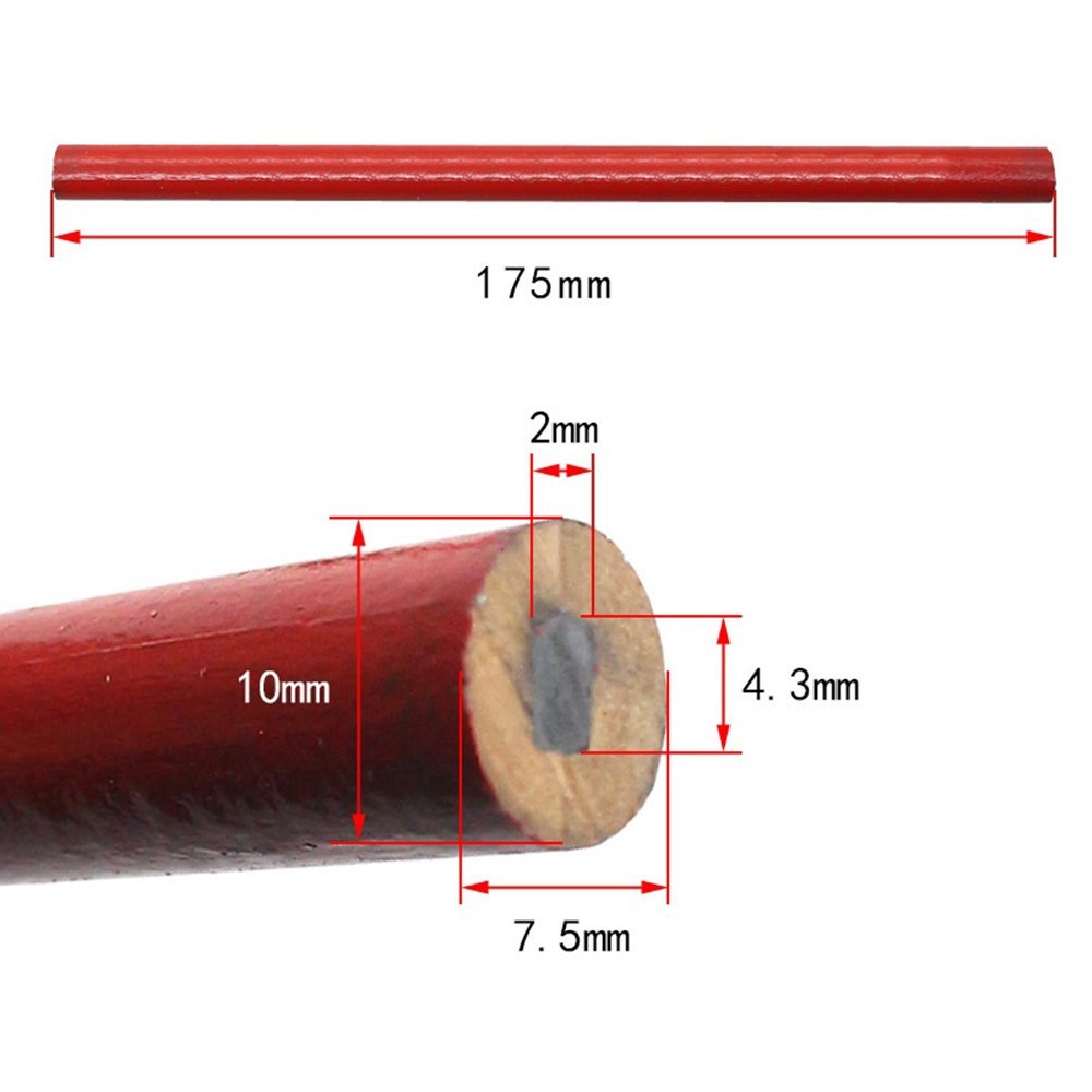12Pcs Pencils Black Carpenters Construction Marking Pencil Tool Protable