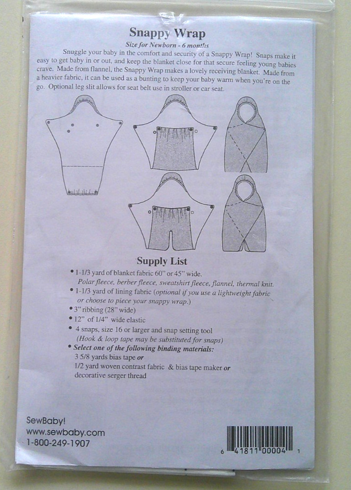 Snappy wrap for baby quilt pattern * A19