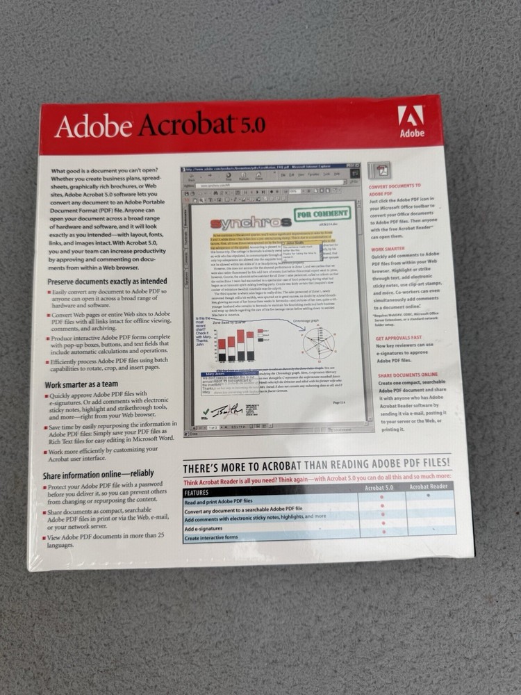 Adobe Acrobat 5.0 Windows XP New Sealed