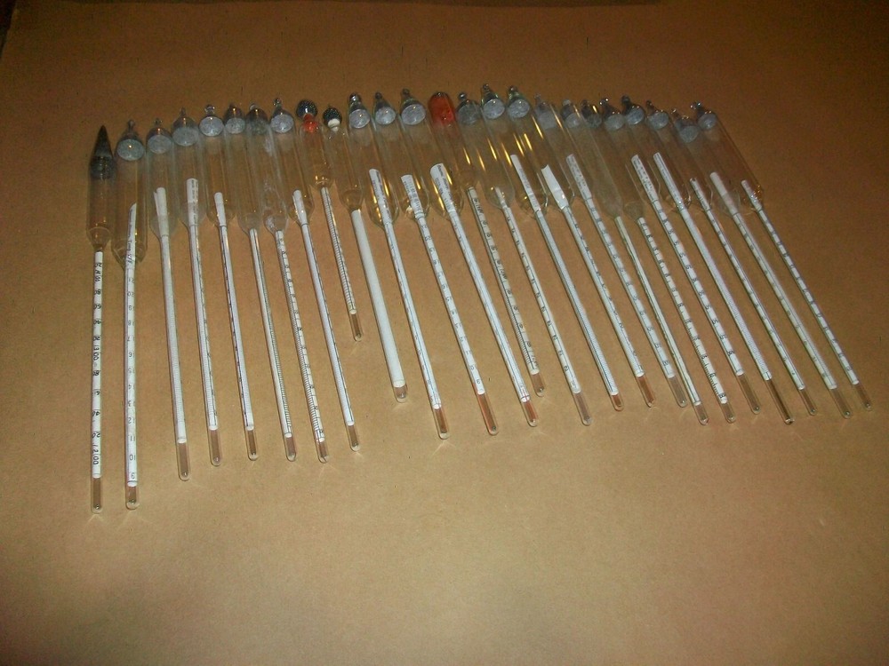 25pc Assorted Baume Hydrometer 60 Degree WWR Scientific / ERTCO