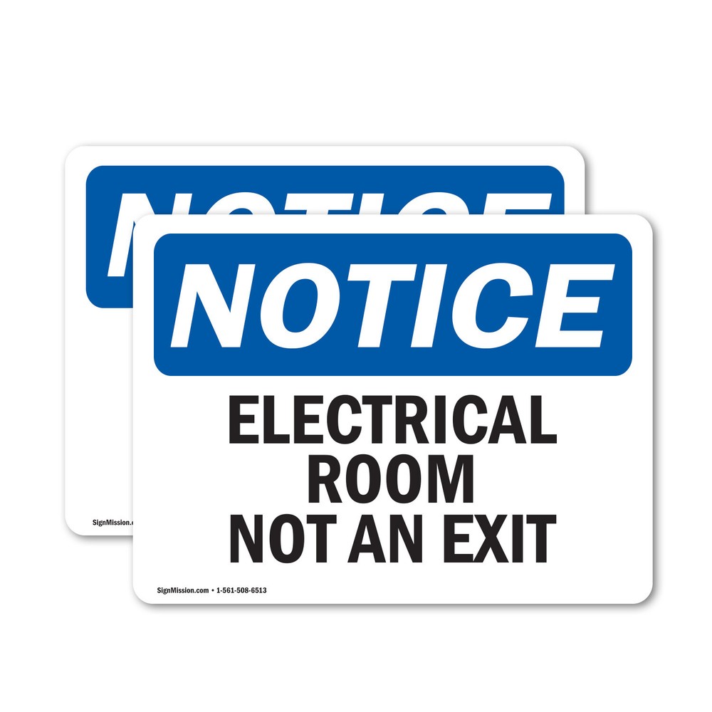 (2 Pack) Electrical Room Not An Exit OSHA Notice Sign Decal Metal Plastic