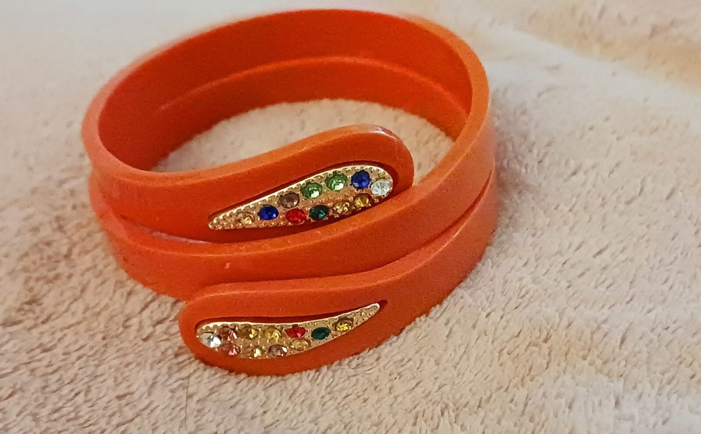 Red vintage style wrap bangle bracelet