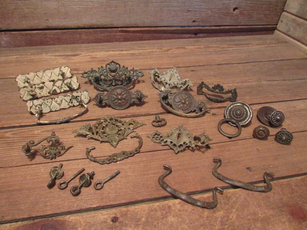 Vintage LOT Drawer Pull Handle Metal Hardware - Brass & Metal!