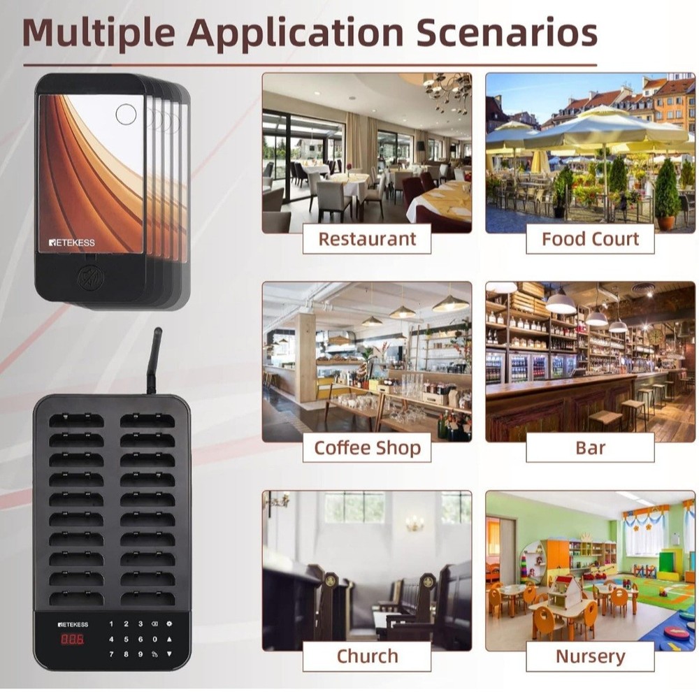 Restaurant Pager, Queue Wireless Calling System, 1640ft Working Distance TD173