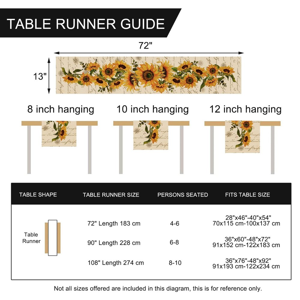 Seliem Fall Sunflowers Table Runner, Runner 13''X72'',