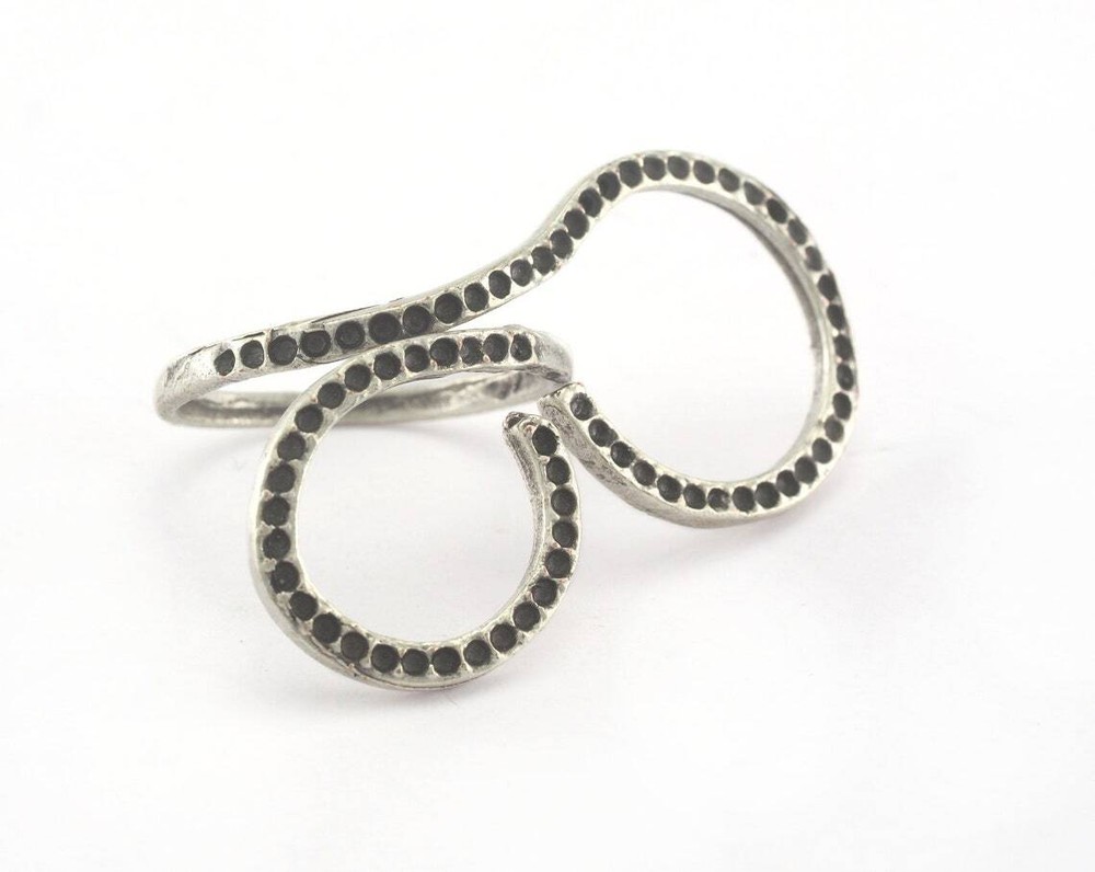 Ring Adjustable Ring Bezel Antique Silver Plated brass 8US size 2717