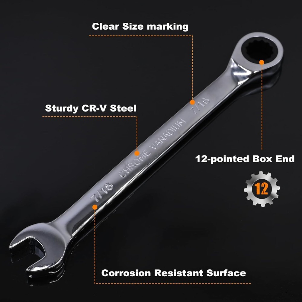 Ultimate 15-Piece SAE Wrench Set for Efficient Work: 72-Tooth & Storage Roll