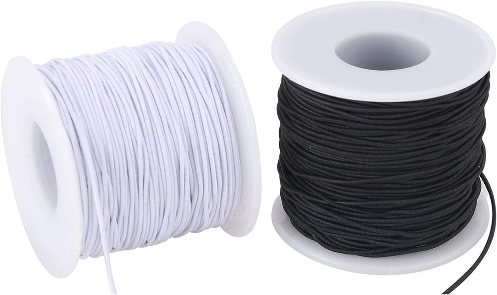 Durable Elastic String for Jewelry Making, 330ft, 1.0mm, Black & White
