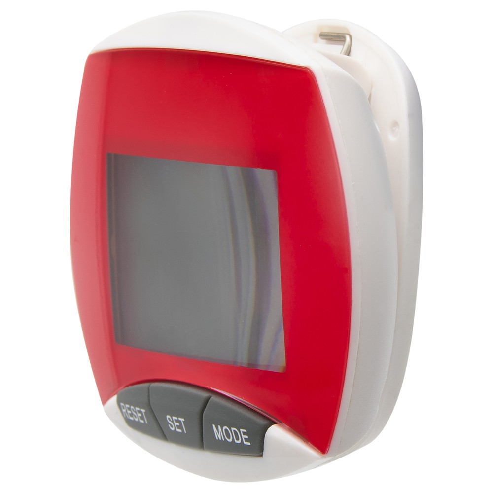 Simple Step Counter Walking Exercise Pedometer with Clip in Red