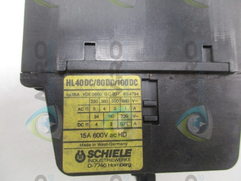SCHIELE HL40DC/80DC/100DC CONTACTOR RELAY 24VDC NSNP